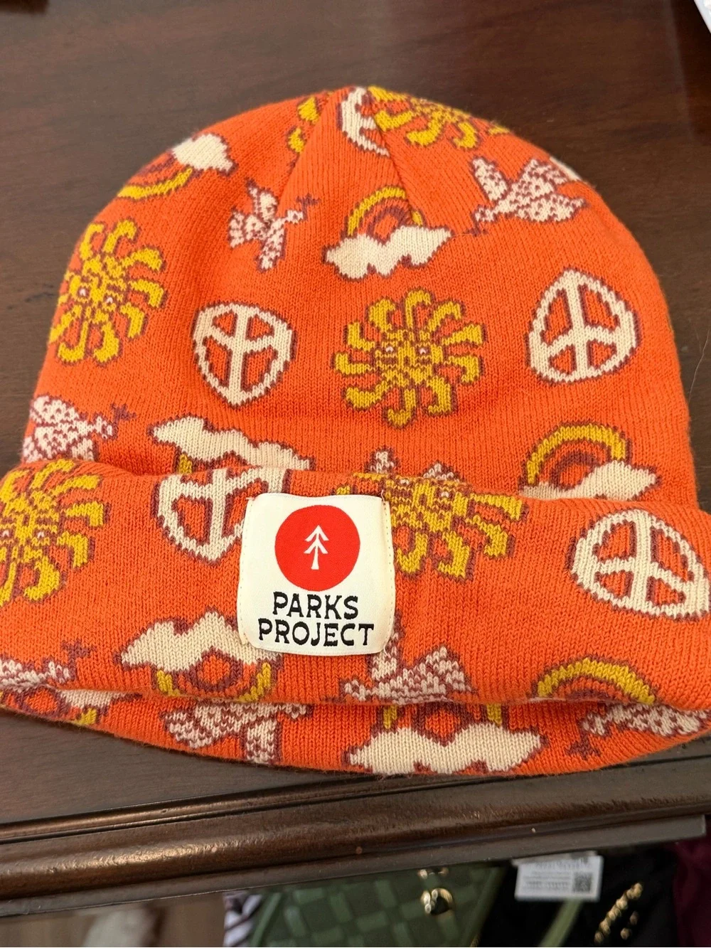 Parks Project Orange Patterned Beanie Fun Suns Intarsia Project